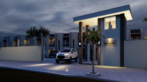 Guarita com portão de entrada